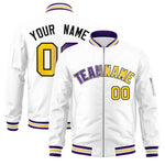 Custom White Full-Zip Gradient Fashion Letterman Bomber Jacket | BuyFootballJersey