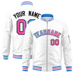 Custom White Full-Zip Gradient Fashion Letterman Bomber Jacket | BuyFootballJersey
