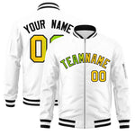 Custom White Full-Zip Gradient Fashion Letterman Bomber Jacket | BuyFootballJersey