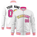 Custom White Full-Zip Gradient Fashion Letterman Bomber Jacket | BuyFootballJersey