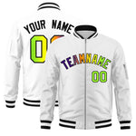 Custom White Full-Zip Gradient Fashion Letterman Bomber Jacket | BuyFootballJersey