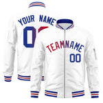 Custom White Full-Zip Gradient Fashion Letterman Bomber Jacket | BuyFootballJersey