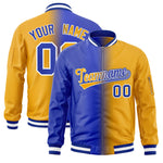 Custom Royal Yellow Full-Zip Gradient Fashion Letterman Bomber Jacket | BuyFootballJersey