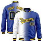 Custom White Royal Full-Zip Gradient Fashion Letterman Bomber Jacket | BuyFootballJersey