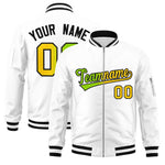 Custom White Full-Zip Gradient Fashion Letterman Bomber Jacket | BuyFootballJersey