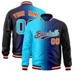 Custom Sky Blue Navy Full-Zip Gradient Fashion Letterman Bomber Jacket | BuyFootballJersey
