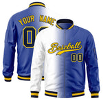 Custom White Royal Full-Zip Gradient Fashion Letterman Bomber Jacket | BuyFootballJersey