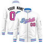 Custom White Full-Zip Gradient Fashion Letterman Bomber Jacket | BuyFootballJersey