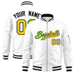 Custom White Full-Zip Gradient Fashion Letterman Bomber Jacket | BuyFootballJersey