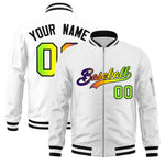 Custom White Full-Zip Gradient Fashion Letterman Bomber Jacket | BuyFootballJersey