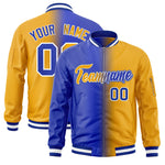 Custom Royal Yellow Full-Zip Gradient Fashion Letterman Bomber Jacket | BuyFootballJersey