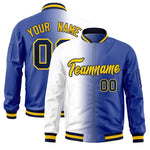 Custom White Royal Full-Zip Gradient Fashion Letterman Bomber Jacket | BuyFootballJersey