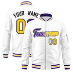 Custom White Full-Zip Gradient Fashion Letterman Bomber Jacket | BuyFootballJersey