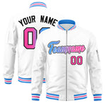 Custom White Full-Zip Gradient Fashion Letterman Bomber Jacket | BuyFootballJersey