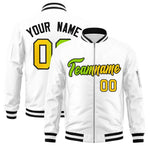 Custom White Full-Zip Gradient Fashion Letterman Bomber Jacket | BuyFootballJersey