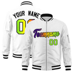 Custom White Full-Zip Gradient Fashion Letterman Bomber Jacket | BuyFootballJersey