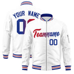 Custom White Full-Zip Gradient Fashion Letterman Bomber Jacket | BuyFootballJersey