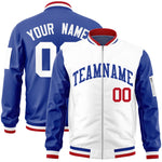 Custom White Royal Varsity Full-Zip Two-Tone Letterman Bomber Jacket | BuyFootballJersey