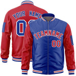 Custom Royal Red Varsity Full-Zip Two-Tone Letterman Bomber Jacket | BuyFootballJersey
