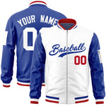 Custom White Royal Varsity Full-Zip Two-Tone Letterman Bomber Jacket | BuyFootballJersey