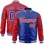 Custom Royal Red Varsity Full-Zip Two-Tone Letterman Bomber Jacket | BuyFootballJersey