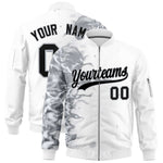 Custom White 3D Flame Varsity Full-Zip Letterman Bomber Jacket | BuyFootballJersey