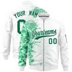 Custom White 3D Flame Varsity Full-Zip Letterman Bomber Jacket | BuyFootballJersey