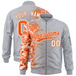 Custom Silver 3D Flame Varsity Full-Zip Letterman Bomber Jacket | BuyFootballJersey
