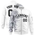 Custom White 3D Flame Varsity Full-Zip Letterman Bomber Jacket | BuyFootballJersey