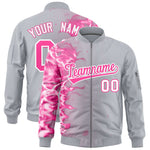 Custom Silver 3D Flame Varsity Full-Zip Letterman Bomber Jacket | BuyFootballJersey