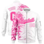 Custom White 3D Flame Varsity Full-Zip Letterman Bomber Jacket | BuyFootballJersey