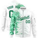 Custom White 3D Flame Varsity Full-Zip Letterman Bomber Jacket | BuyFootballJersey