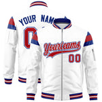 Custom White Royal-Red Varsity Full-Zip Shoulder Color Block Letterman Bomber Jacket | BuyFootballJersey