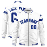Custom White Royal Varsity Full-Zip Shoulder Color Block Letterman Bomber Jacket | BuyFootballJersey