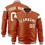 Custom Texas Orange Light Brown-Cream Varsity Full-Zip Shoulder Color Block Letterman Bomber Jacket | BuyFootballJersey