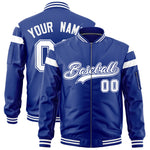 Custom Royal White Varsity Full-Zip Shoulder Color Block Letterman Bomber Jacket | BuyFootballJersey