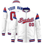 Custom White Royal-Red Varsity Full-Zip Shoulder Color Block Letterman Bomber Jacket | BuyFootballJersey