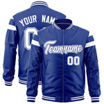 Custom Royal White Varsity Full-Zip Shoulder Color Block Letterman Bomber Jacket | BuyFootballJersey