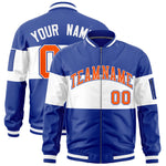 Custom Royal White-Royal Varsity Full-Zip Color Block Letterman Bomber Jacket | BuyFootballJersey
