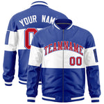 Custom Royal White-Royal Varsity Full-Zip Color Block Letterman Bomber Jacket | BuyFootballJersey