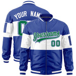 Custom Royal White-Royal Varsity Full-Zip Color Block Letterman Bomber Jacket | BuyFootballJersey