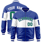 Custom Royal White-Royal Varsity Full-Zip Color Block Letterman Bomber Jacket | BuyFootballJersey