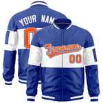 Custom Royal White-Royal Varsity Full-Zip Color Block Letterman Bomber Jacket | BuyFootballJersey