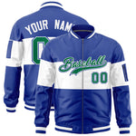 Custom Royal White-Royal Varsity Full-Zip Color Block Letterman Bomber Jacket | BuyFootballJersey