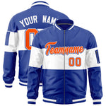 Custom Royal White-Royal Varsity Full-Zip Color Block Letterman Bomber Jacket | BuyFootballJersey