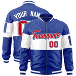 Custom Royal White-Royal Varsity Full-Zip Color Block Letterman Bomber Jacket | BuyFootballJersey