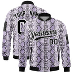 Custom Varsity Full-Zip Snake Pattern Letterman Bomber Jacket | BuyFootballJersey