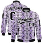 Custom Varsity Full-Zip Snake Pattern Letterman Bomber Jacket | BuyFootballJersey