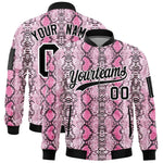 Custom Varsity Full-Zip Snake Pattern Letterman Bomber Jacket | BuyFootballJersey