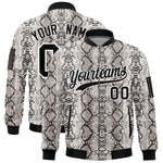 Custom Varsity Full-Zip Snake Pattern Letterman Bomber Jacket | BuyFootballJersey
